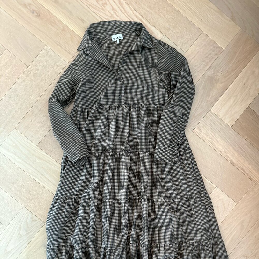 GANNI  Print Tiered Midi Dress